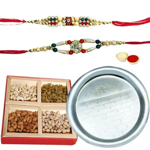 Classy Gift of Scintillating Pooja Thali and Appetizing Dry Fruits
