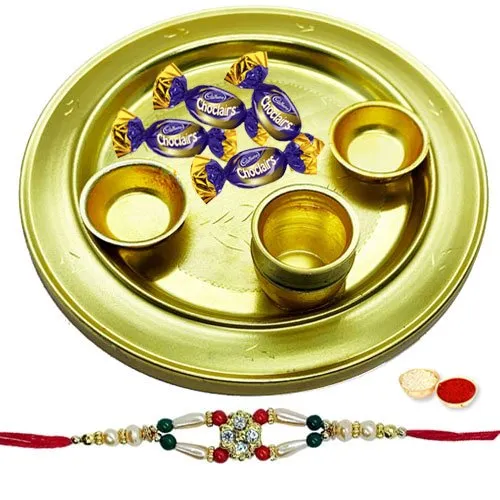 Fabulous Gift of 4 Choco Eclairs placed in a Adorable Silver Plated Thali