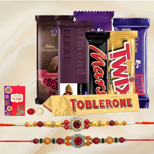 Yummy Chocolate Gift Hamper with Cute Floral Rakhi