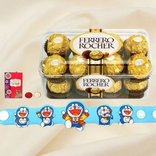 Remarkable Doraemon Rakhi with Ferrero Rocher
