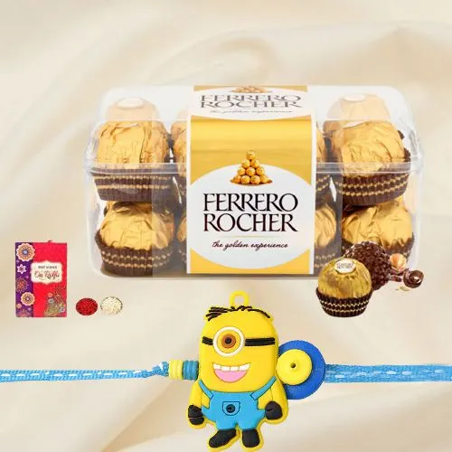 Attractive Minion Rakhi for Kids with Ferrero Rocher