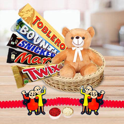 Exclusive Kids Rakhi with Imported Chocolates N Teddy