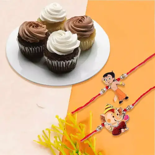 Exclusive Kids Rakhi Duet with Cup Cakes