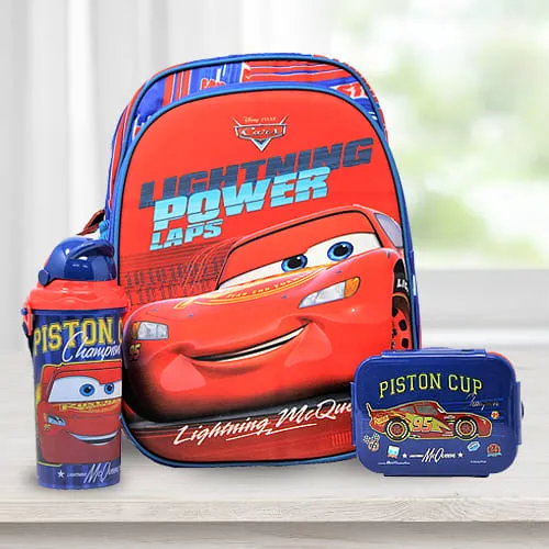 Amazing Cars Backpack with Lunch Box n Water Bottle