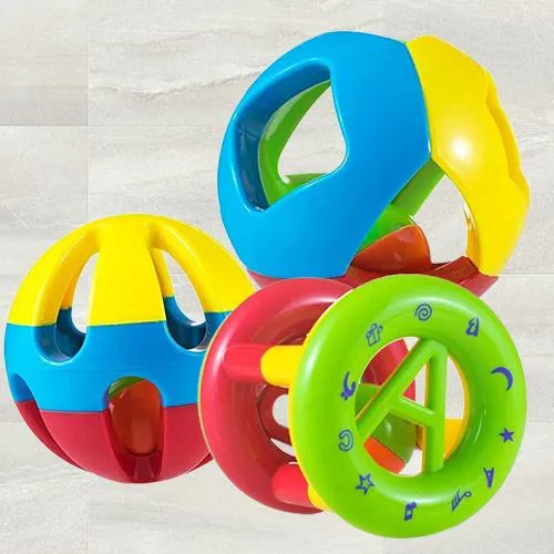 Amazing Rattle Set of 3 Shake and Grab Ball for Kids