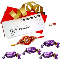 Shoppers Stop Gift Vouchers Worth Rs. 2000 and Chocolate with Rakhi and Roli Tilak Chawal