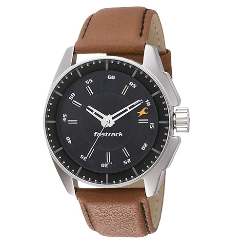 Classy Fastrack Black Magic Leather Watch for Men