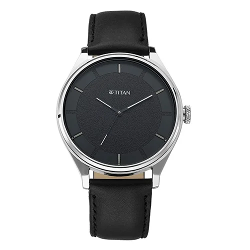 Superb Titan Workwear Watch with Black Dial N Leather Strap