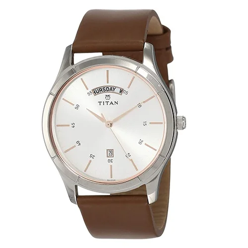 Titan On Trend White Dial Leather Strap Watch