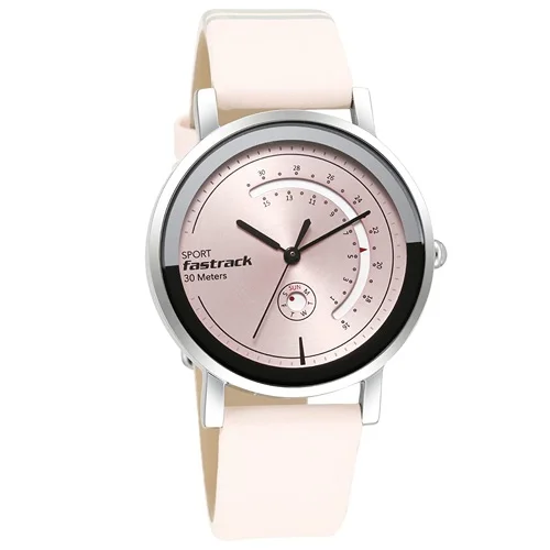 Attractive Fastrack Round Pink Dial Ladies Analog Watch
