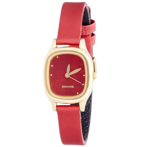 Smarty Sonata Superfibre Analog Red Dial Watch for Ladies