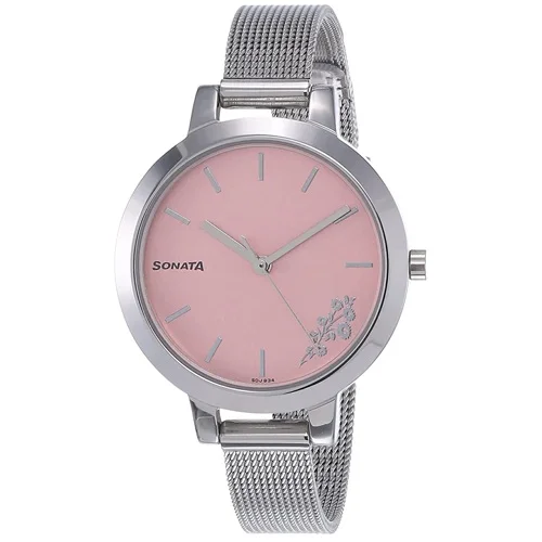 Marvelous Sonata Silver Linings Analog Pink Dial Womens Watch