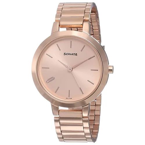 Remarkable Sonata Play Analog Rose Gold Dial Womens Watch