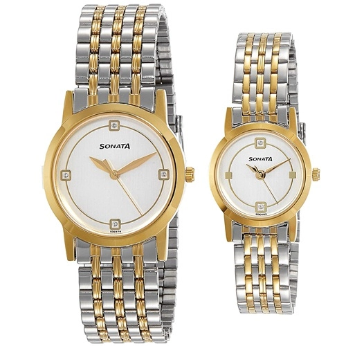 Jazzy Sonata Silver Dial Golden Watch for 2
