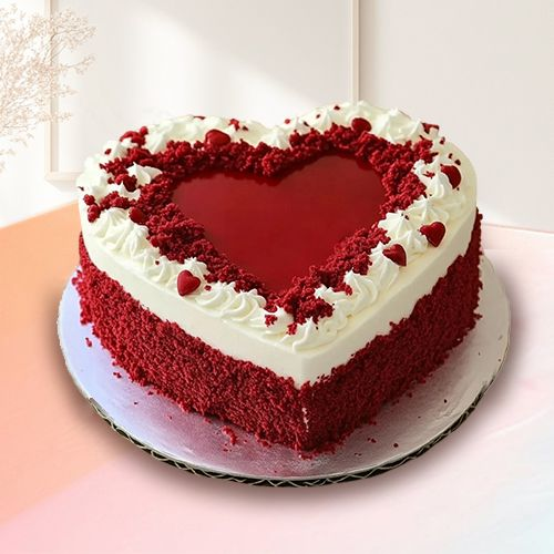Luscious Treat of Heart Shape Cake in Red Velvet Flavor