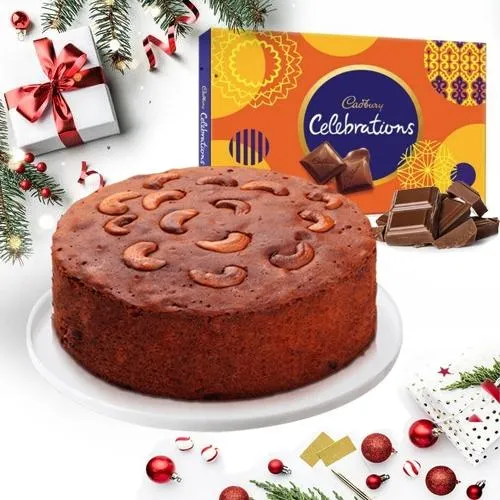 Yummy Dry Plum Cake with Cadbury Celebrations Pack	