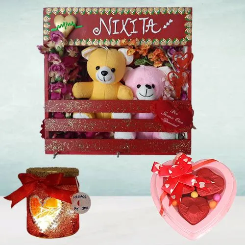 Fabulous V-day Gift of Chocolates N Key-holder with LED Lamp