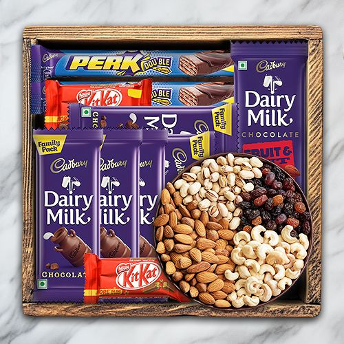 Delicious Chocolates  N  Dry Fruits Gift Basket for Xmas