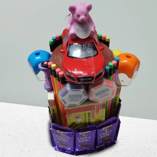 Useful Tower Arrangement of Chocolates, Stationery  N  Colour Pencils