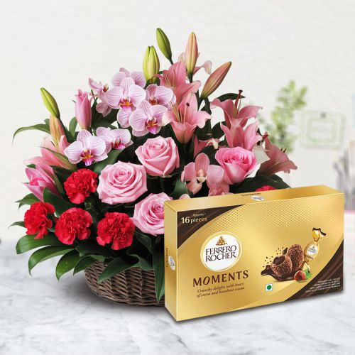 Marvelous Flowers Arrangement with Ferrero Rocher Moments