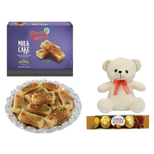 Famous Shree Mithai Milk Cake with Teddy N Ferrero Rocher