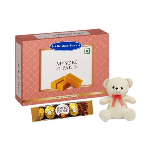 Sri Krishna Sweets Mysurpa with Teddy N Ferrero Rocher Chocolate Pack