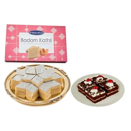 Sri Krishna Sweets Badam Kathli with Chocolate Pastry