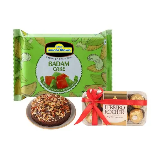 Combo of Adyar Ananda Bhawan Badam Cake with Ferrero Rocher Chocolate