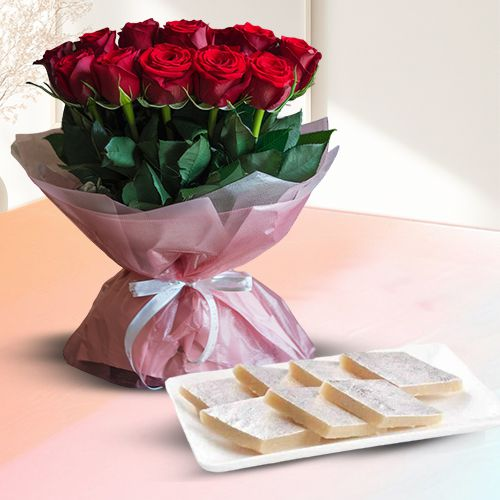 Darling Red Roses together with ambrosial Kaju Barfi