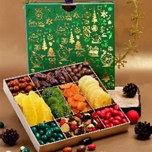 Merry Christmas Season Greetings Tropical Tray Green