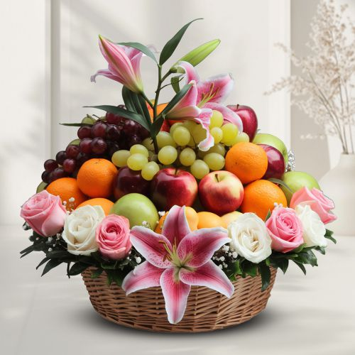 Astonishing Mothers Day Treat of Fresh Fruit N Flower Basket