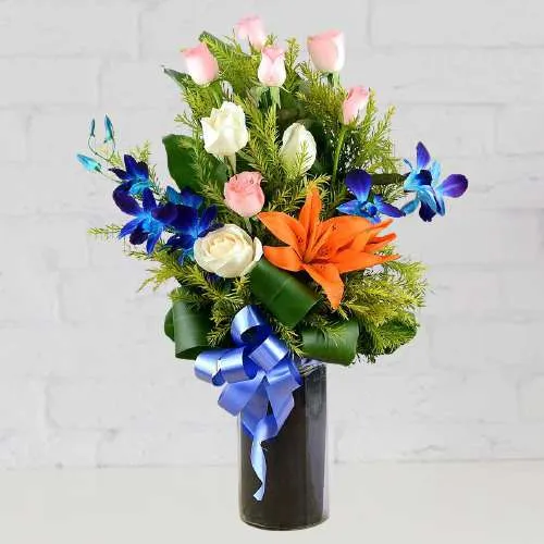 Beautiful Vase Arrangement of Pastel Shade Blooms