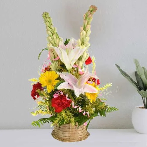 Pristine Petals Mixed Floral Basket