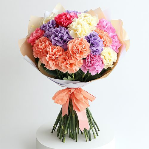 Impressive Bouquet of Multicolored Carnations
