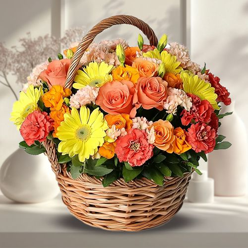 Basket of Sizzling Mixed Flowers