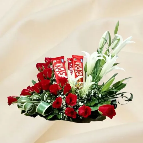 Amazing Bouquet of Mixed Flowers with KitKat