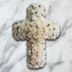Special Carnations N Roses Cross Arrangement