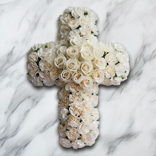Special Carnations N Roses Cross Arrangement