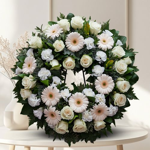 Exclusive Mixed Flowers Sympathy Wreath