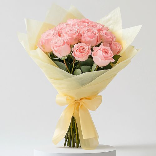 Luminous Pink Roses Bouquet of Love