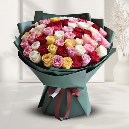 50 Mixed Colour Roses Bouquet