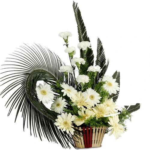 Artful Display of Carnations N Gerberas