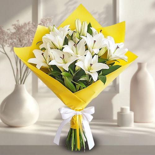 Sensational Pure Essence White Lilies Bunch