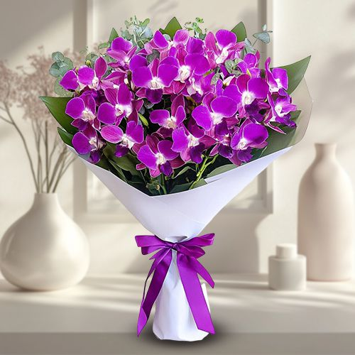 Dazzling Purple Orchid Stems Bunch