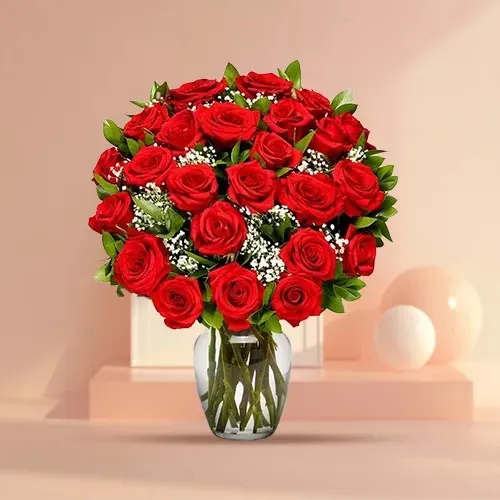 Sweet Surprises Red Roses in a Glass Vase