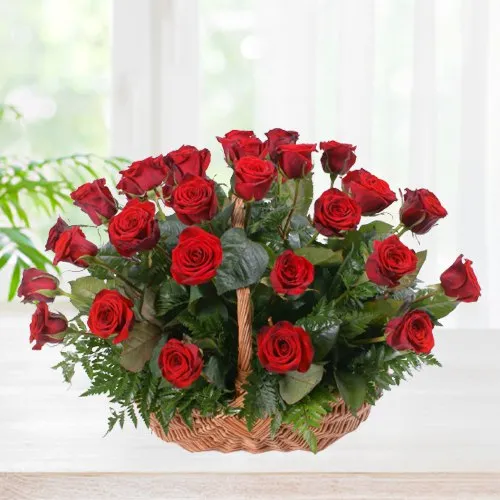 Special Love Basket of Red Roses