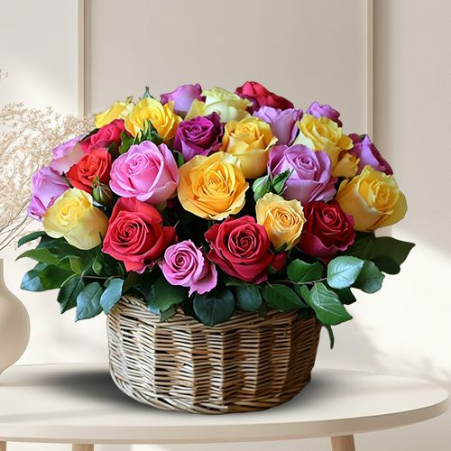 Buy Arrangement of Multi-Coloured Roses