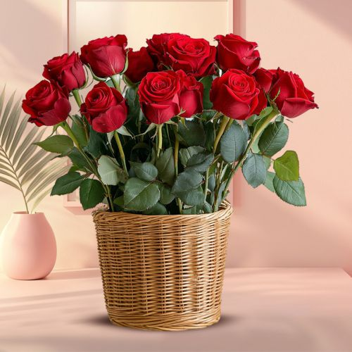 Send Red Roses Basket Arrangement