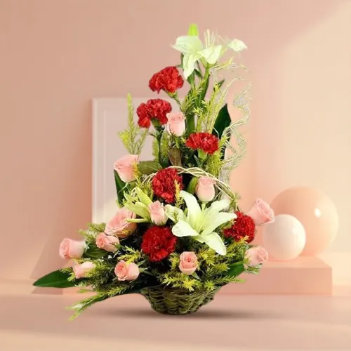 Impressive Basket Arrangement of 20 Mixed Flowers