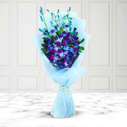 Captivating Bouquet of Blue Color Orchids